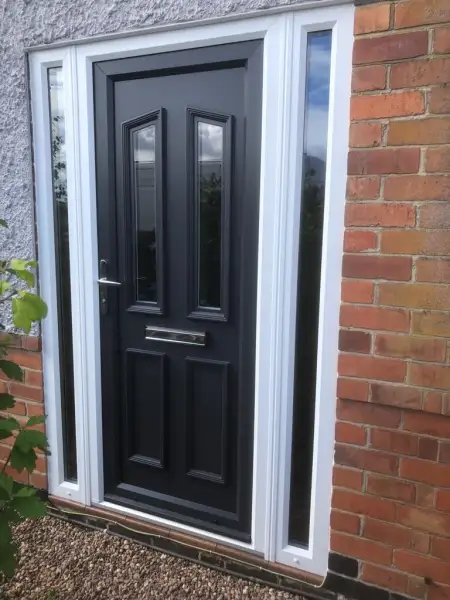 Upvc coloured door with x2 side panels.: Swipe To View More Images