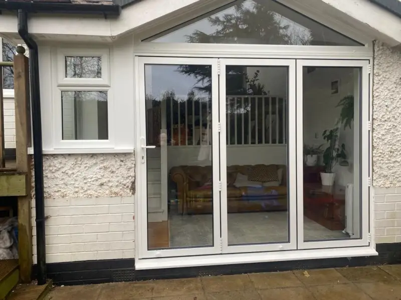 Aluminium 3 door bifold doors in white.: Swipe To View More Images