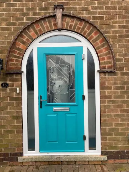 Composite door in an Arched uPVC frame: Swipe To View More Images