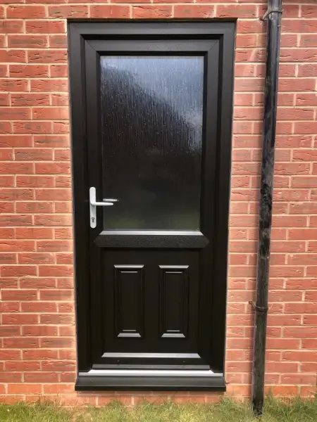 uPVC door in black.: Swipe To View More Images
