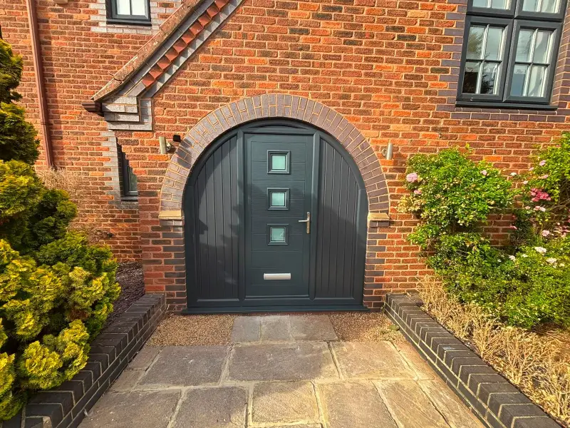 Arched pvc Frame with Composite door&comma; all in Anthracite grey: Swipe To View More Images