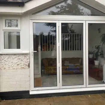 Aluminium 3 door bifold doors in white.: Click Here To View Larger Image